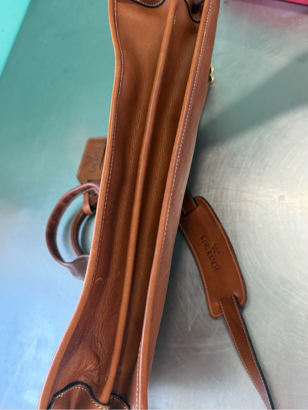 King Ranch Men's Leather Briefcase in Tan